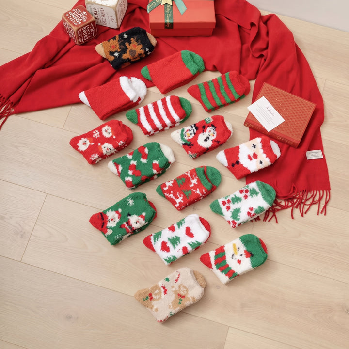 Plush Holiday Christmas Socks 3 Pack, Unisex Fuzzy Festive