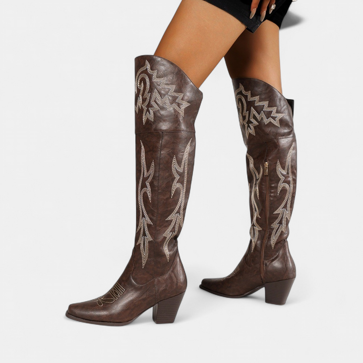 Women's Over The Knee Cowboy Boots, Pointed Snip Toe