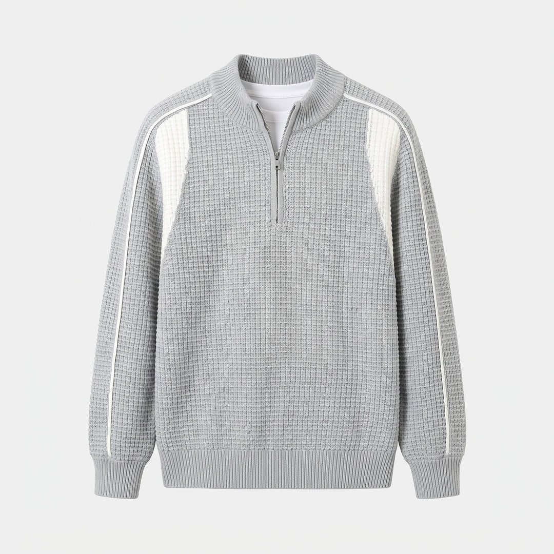 Men's Quarter Zip Sweater, Colorblock Knit Pullover