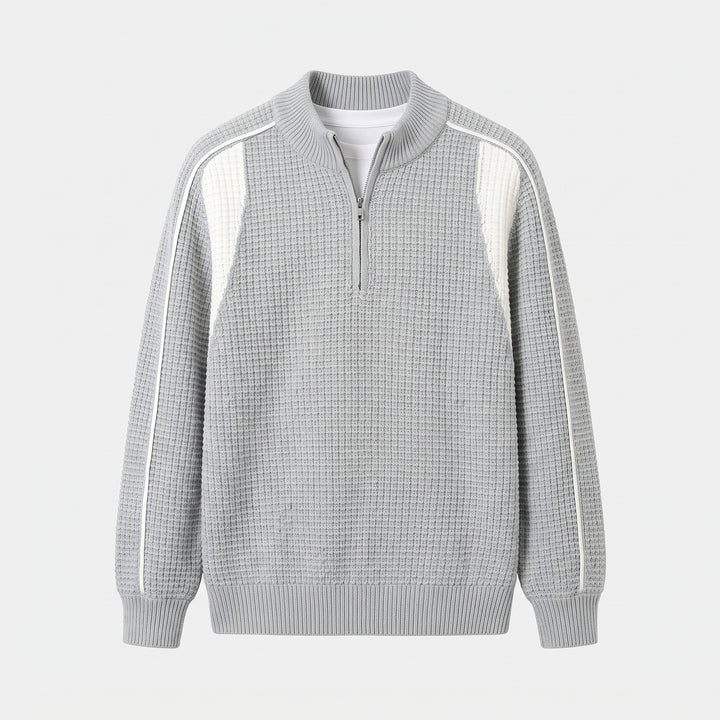 Men's Quarter Zip Sweater, Colorblock Knit Pullover