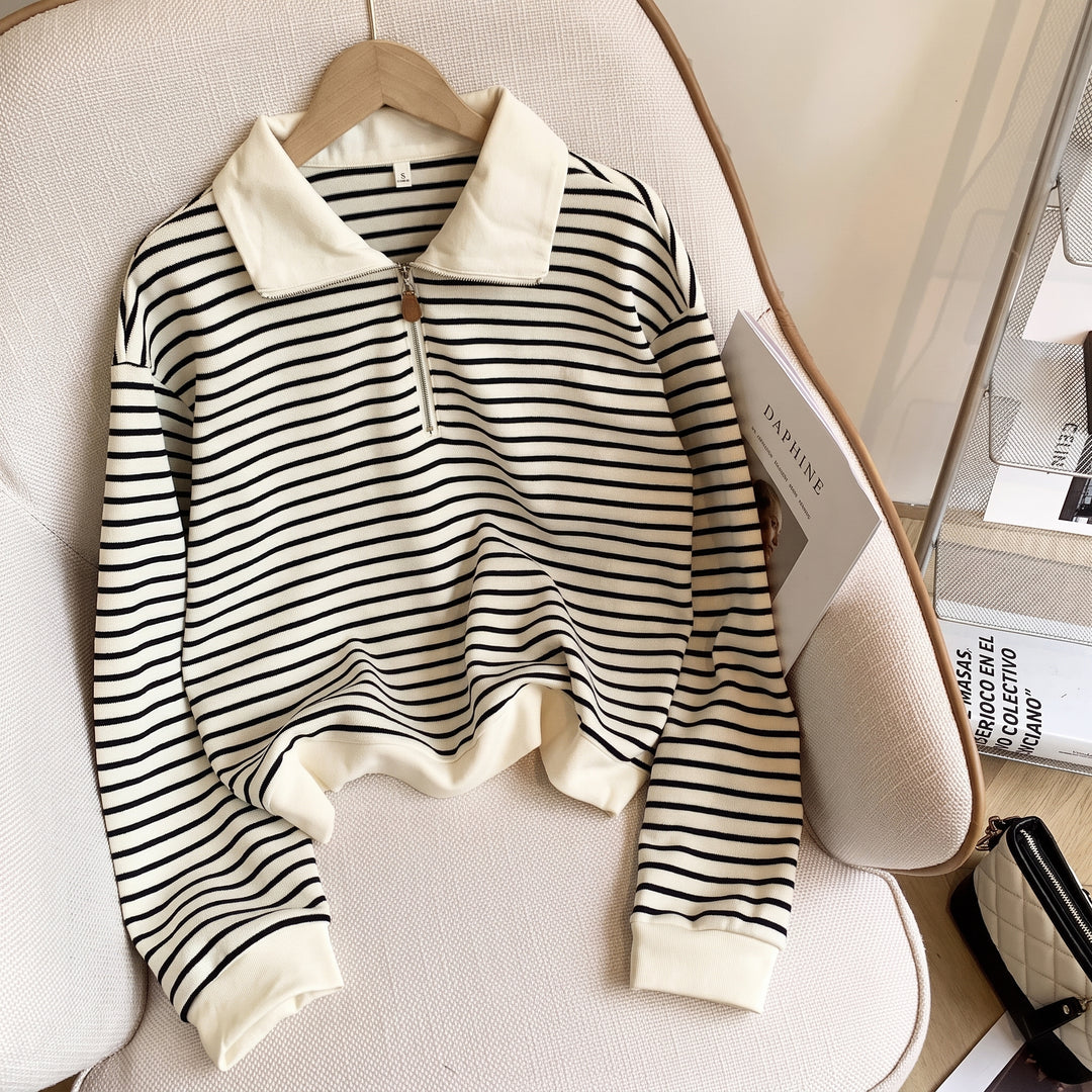 Women's Long Sleeve Polo Rugby Shirt, Collared Apricot Half Zip