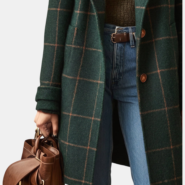 Women's Oversized Double Breasted Wool Coat, Notched Lapel