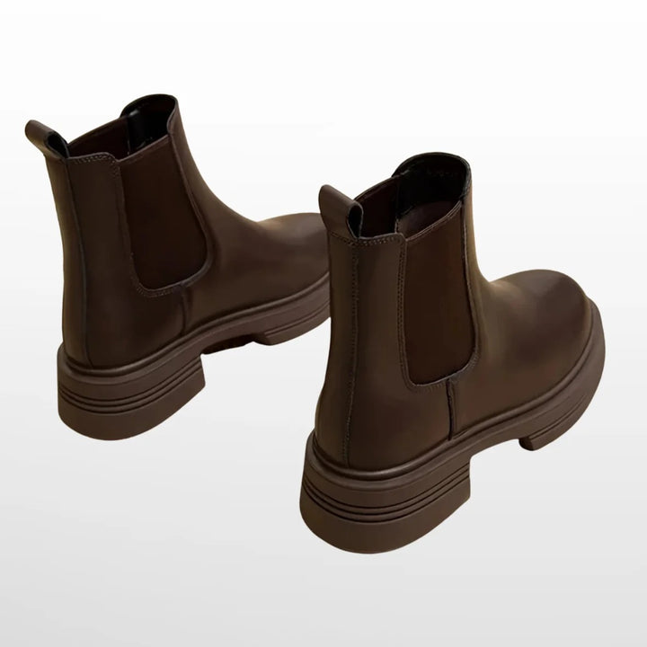 Women's Block Heel Chelsea Boots, Lug Sole Round Toe