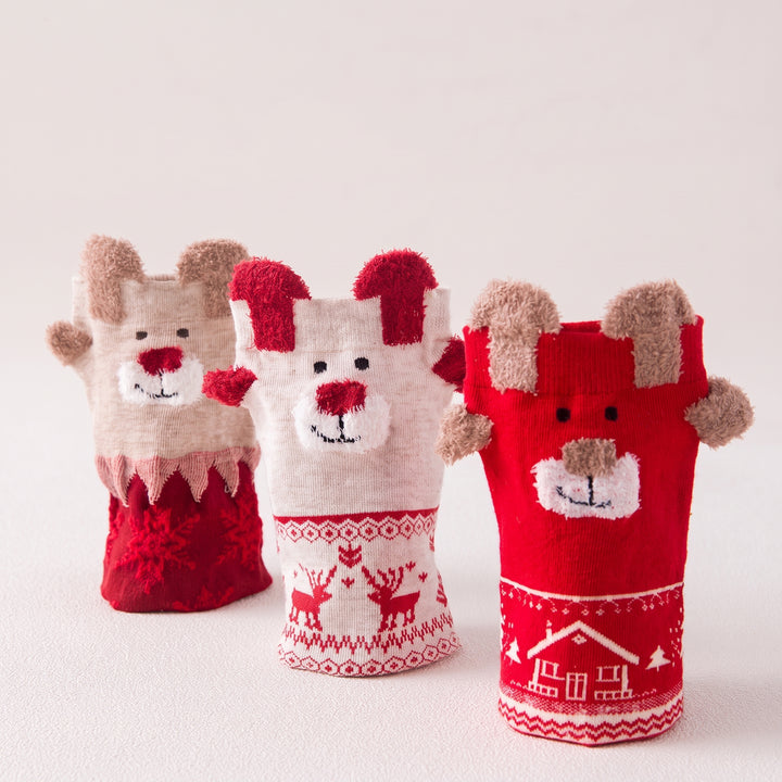 Holiday Fuzzy Christmas Socks 3 Pack, Unisex Festive Gifts Fun