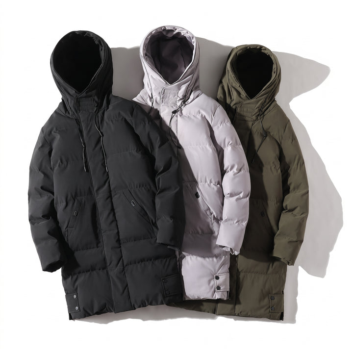 Men's Long Hooded Puffer Jacket, Oversized Padded Down Coat
