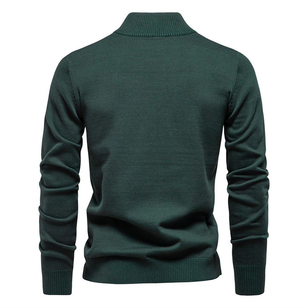 Men's Quarter Zip Sweater, Cotton Knit Mock Neck Pullover