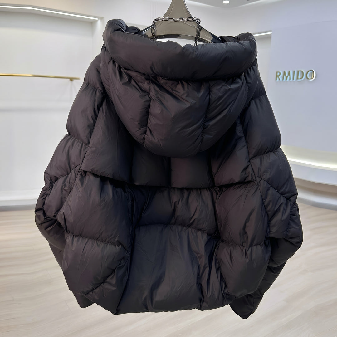 Women's Cropped Winter Puffer Jacket, Bubble Hooded Quilted