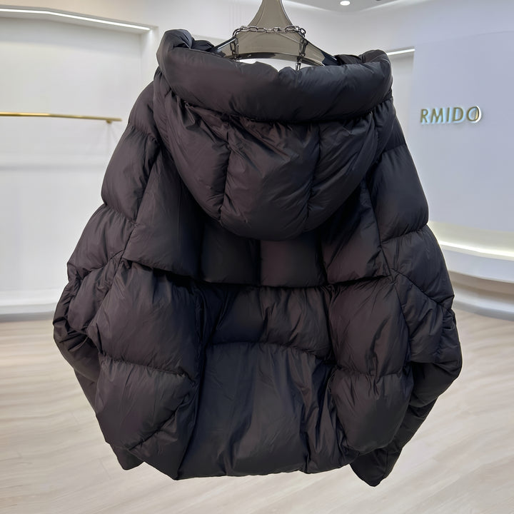 Women's Cropped Winter Puffer Jacket, Bubble Hooded Quilted