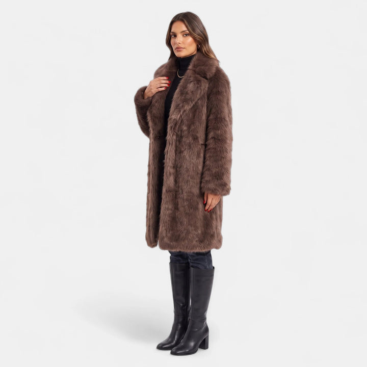 Women's Oversized Faux Fur Coat, Open Front Medium Pile