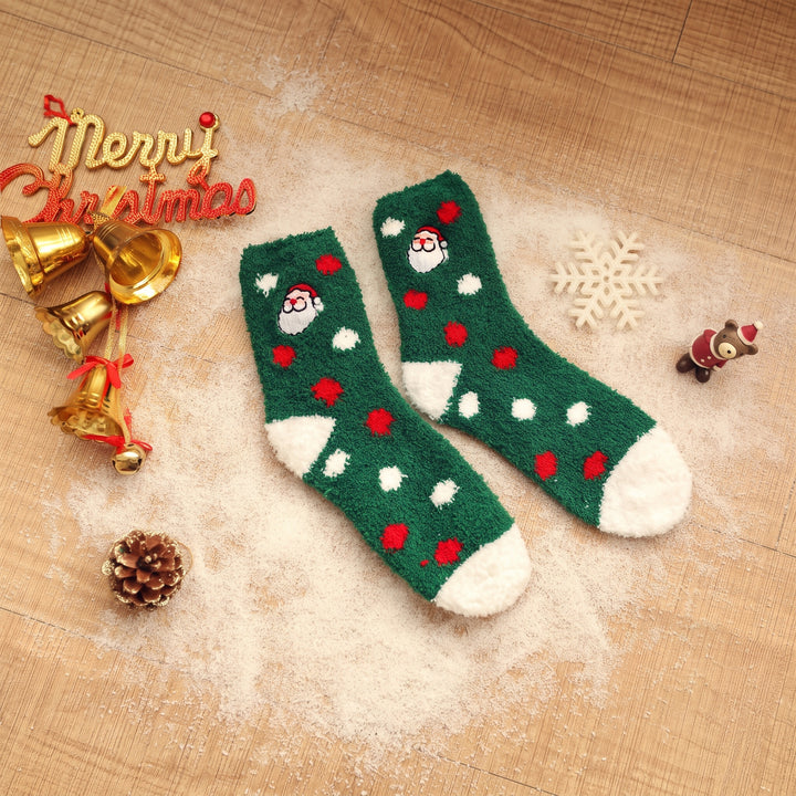 Embroidered Plush Christmas Socks 3 Pack, Unisex Fuzzy Festive Fun