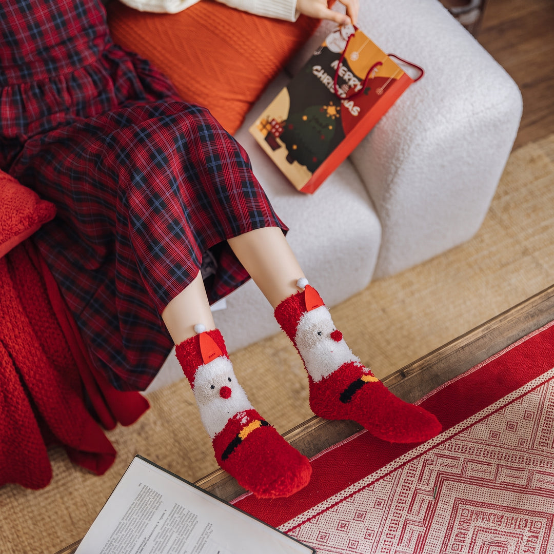 Plush Holiday Christmas Socks 3 Pack, Unisex Fuzzy Festive Fun