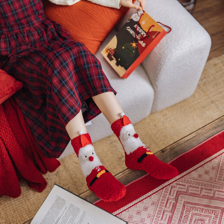 Plush Holiday Christmas Socks 3 Pack, Unisex Fuzzy Festive Fun