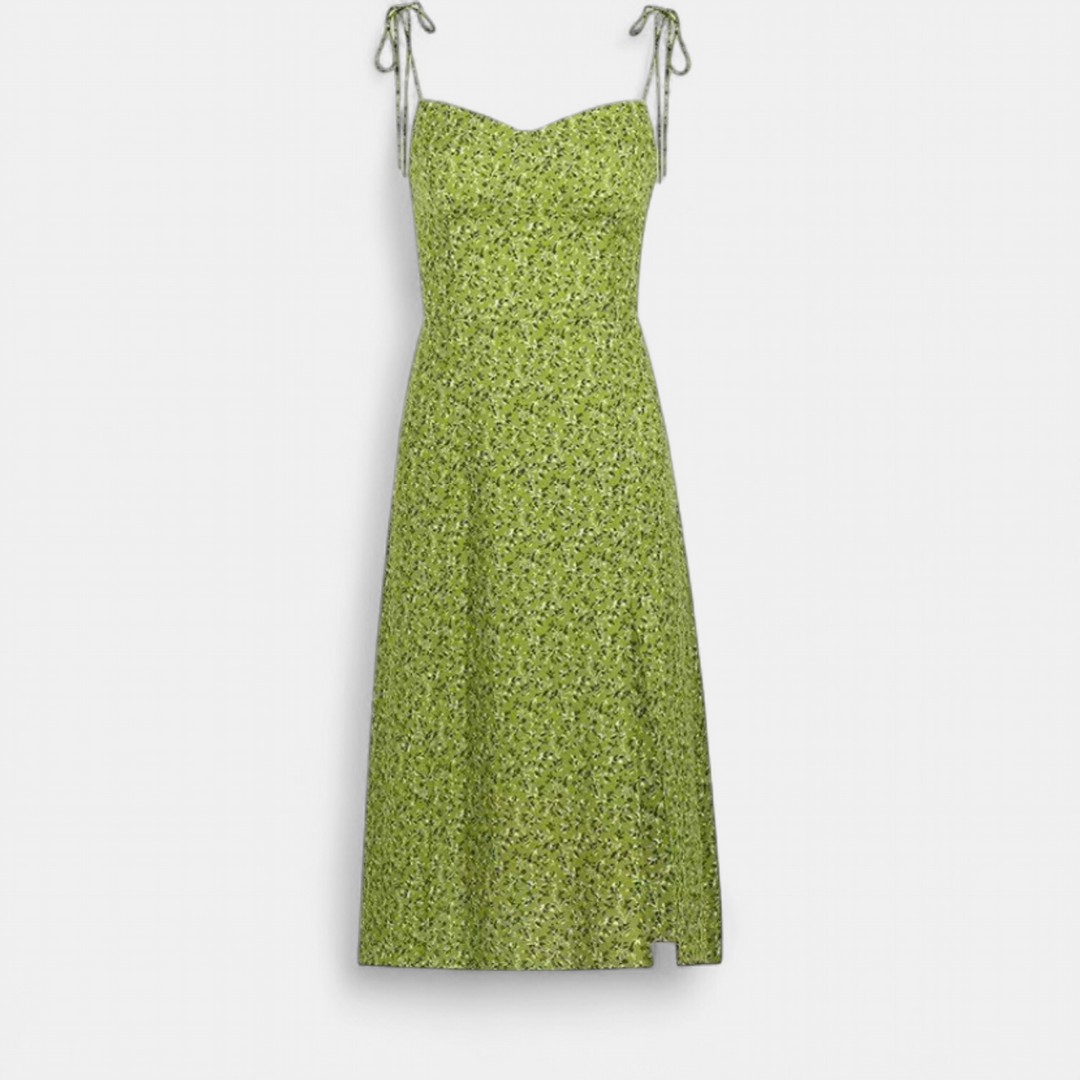 Women's Floral Midi Slip Dress, Ditsy Print Side Slit