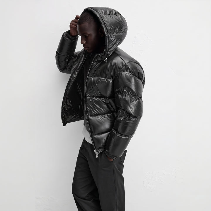 Men's Hooded Puffer Jacket, Quilted Bubble Coat