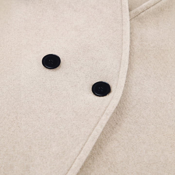 Women's Short Double Breasted Peacoat, High Neck Oversized