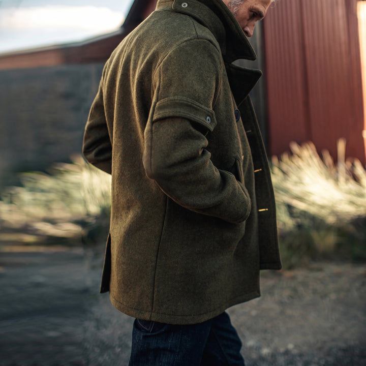 Men's Short Double Breasted Peacoat, Military High Neck Sailor
