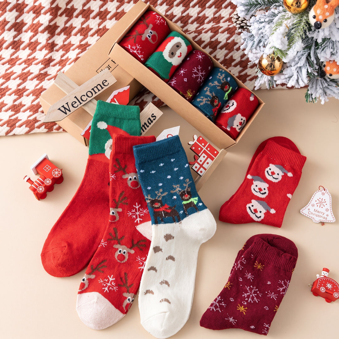 Holiday Present Christmas Socks 5 Pack, Unisex Festive Gifts