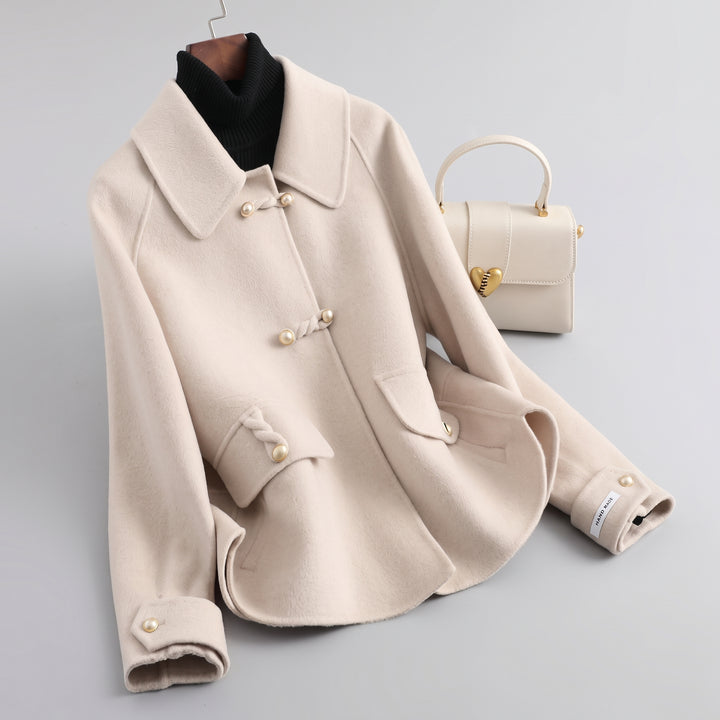 Women's Short Winter Peacoat, Waist Length Frog Closures
