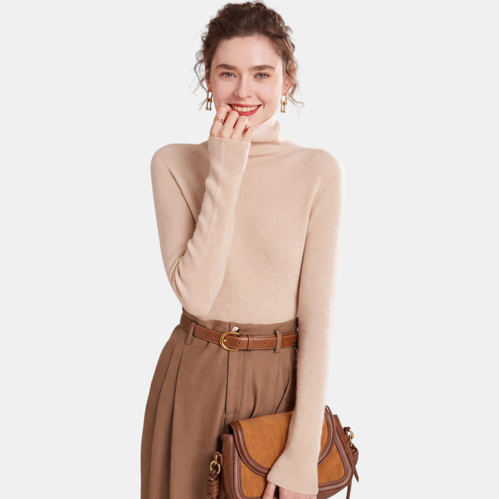 Women's Short Turtleneck Cashmere Sweater, Slim Fit
