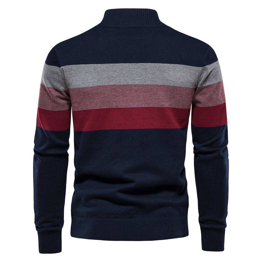 Men's Quarter Zip Sweater, Ribbed Knit Cotton Mock Neck Pullover