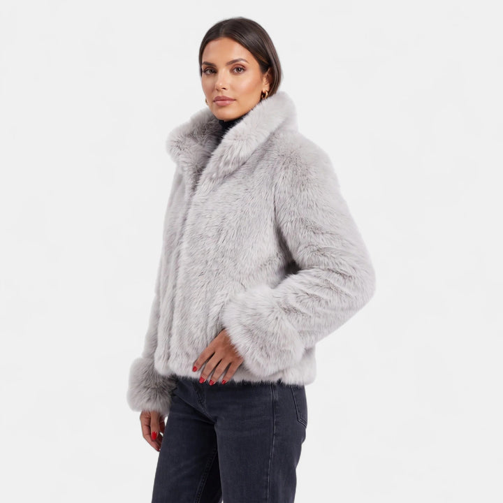 Women's Oversized Short Faux Fur Coat, Open Front Vertical Seaming