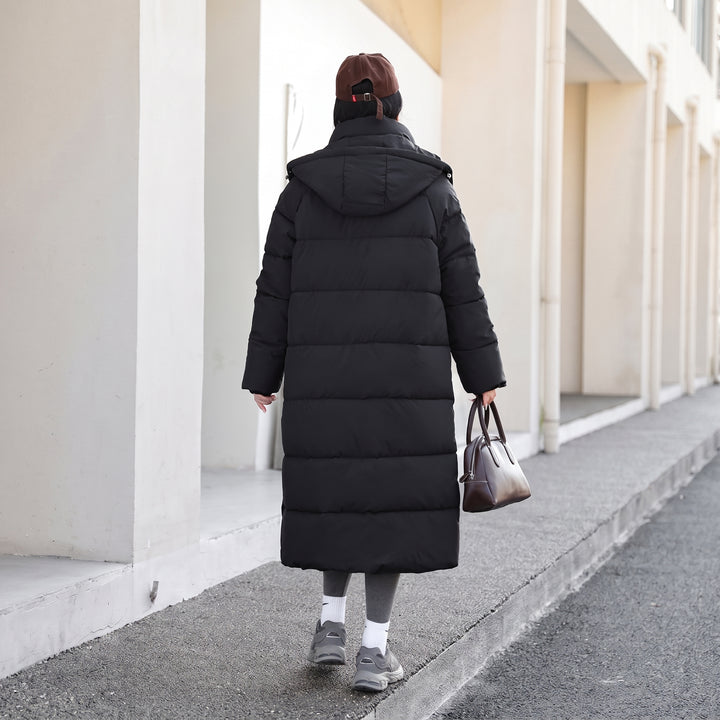 Women's Long Winter Puffer Jacket, Bubble Quilted Hooded Padded