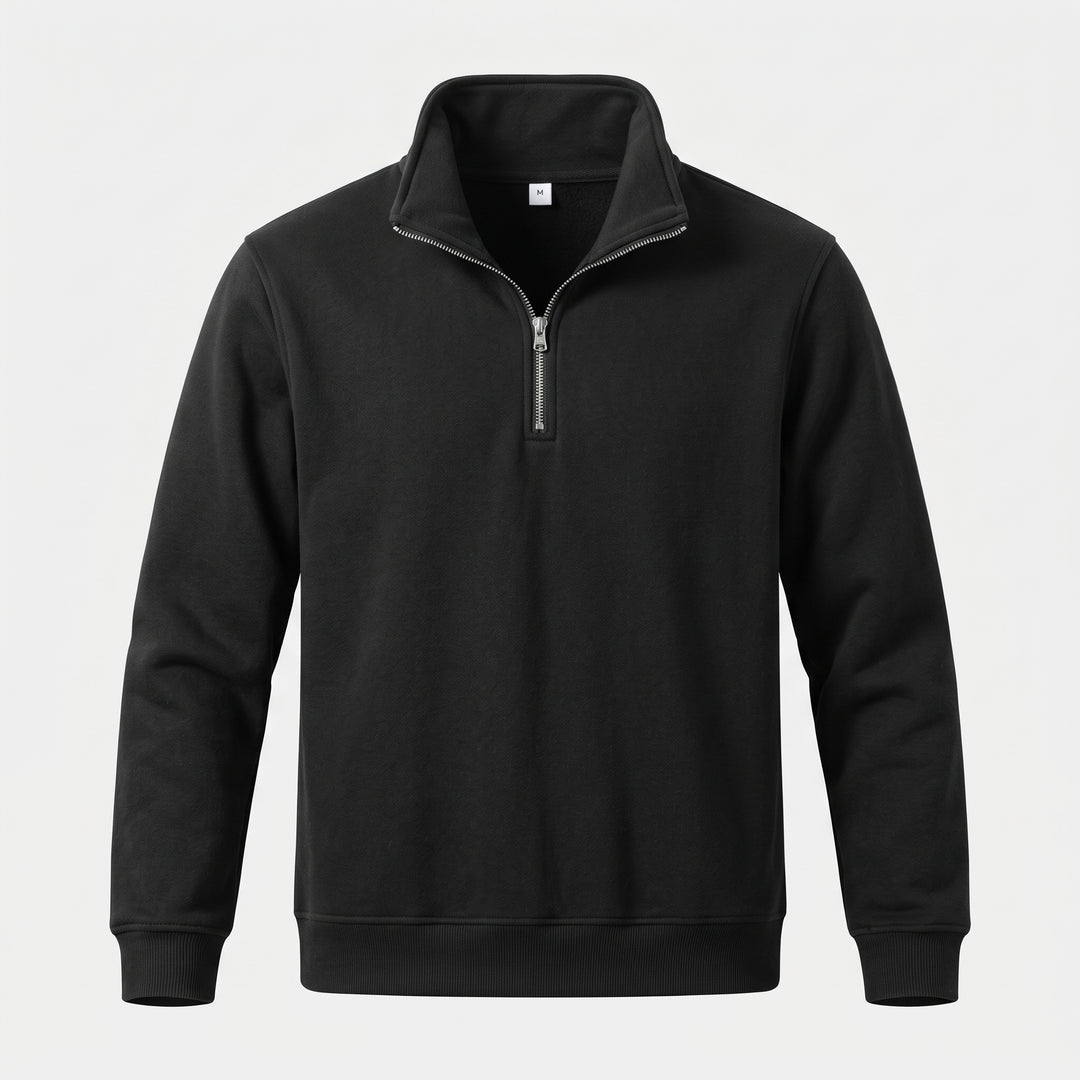 Men's Quarter Zip Sweater, Oversized Mock Neck Textured Pullover
