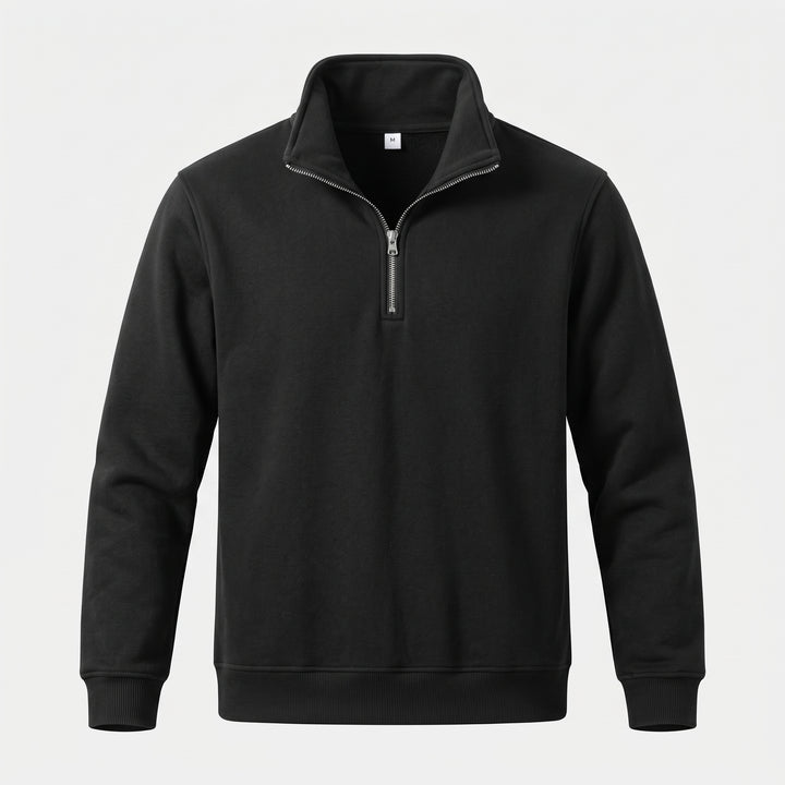 Men's Quarter Zip Sweater, Oversized Mock Neck Textured Pullover