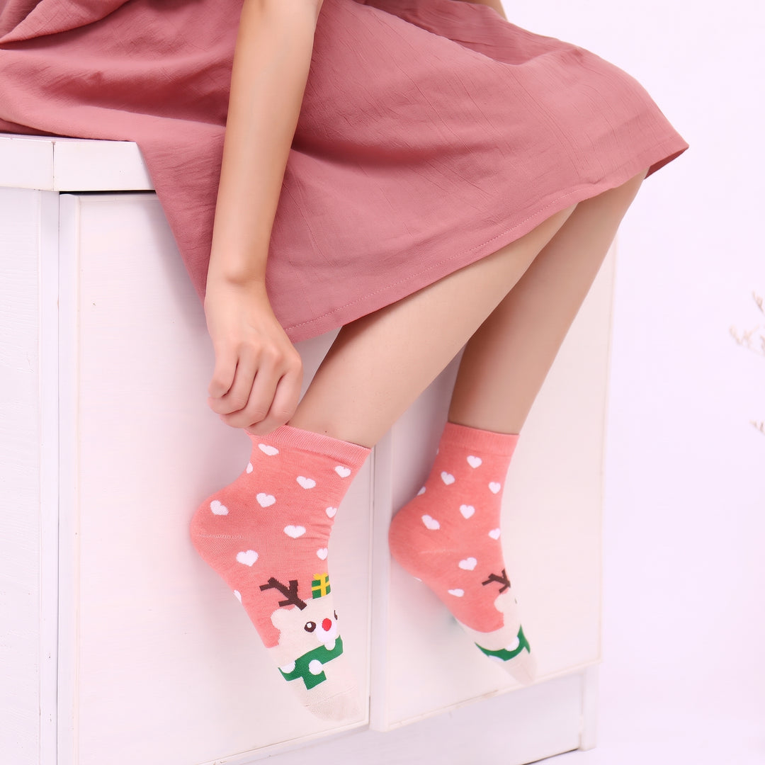 Holiday Present Christmas Socks 5 Pack, Unisex Assorted Multicolour Festive Santa Tree