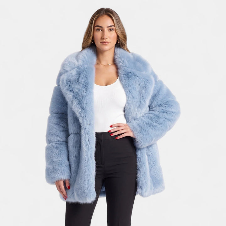 Women's Oversized Short Faux Fur Coat, Open Front Patch Pockets
