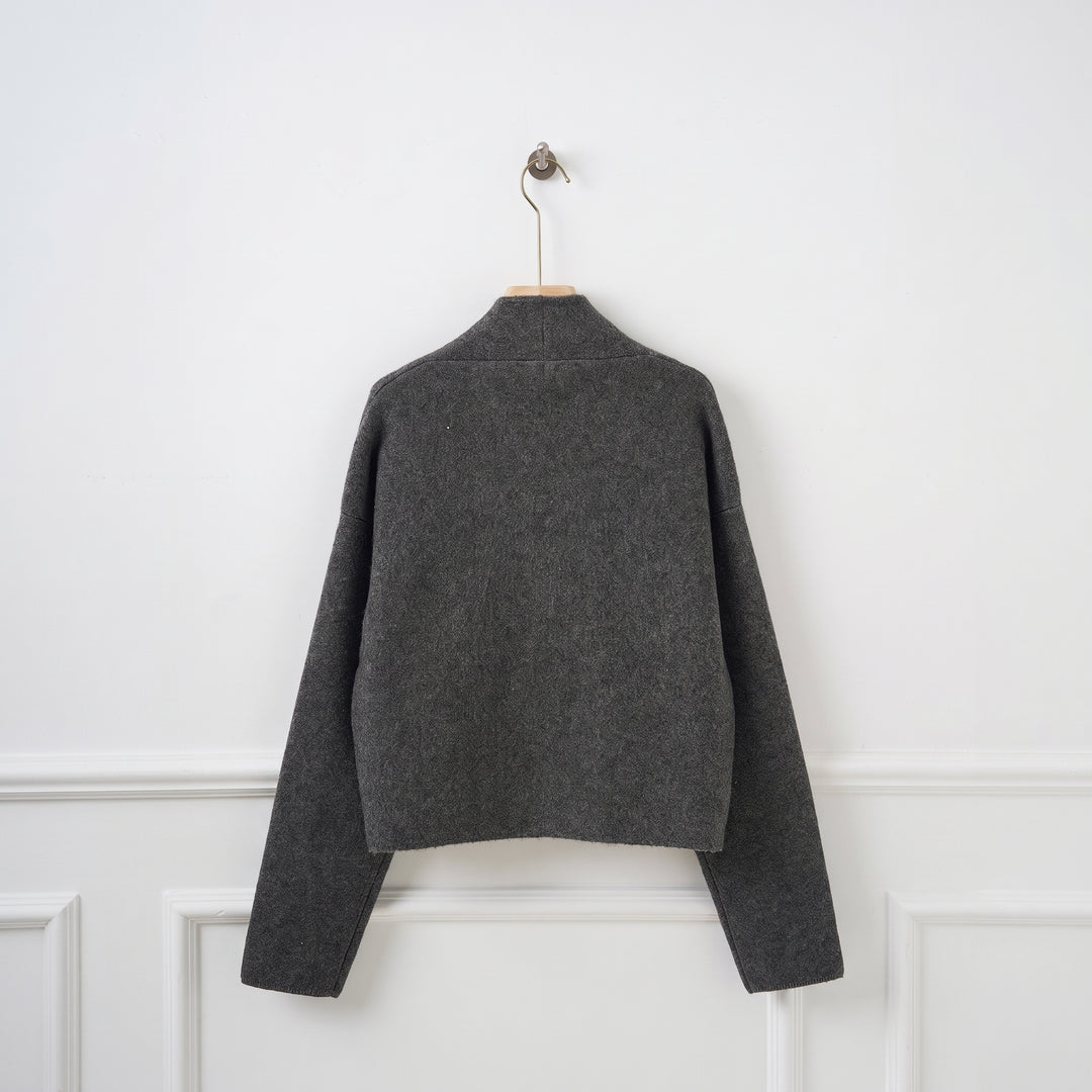 Women's Short Double Breasted Peacoat, Oversized Collarless
