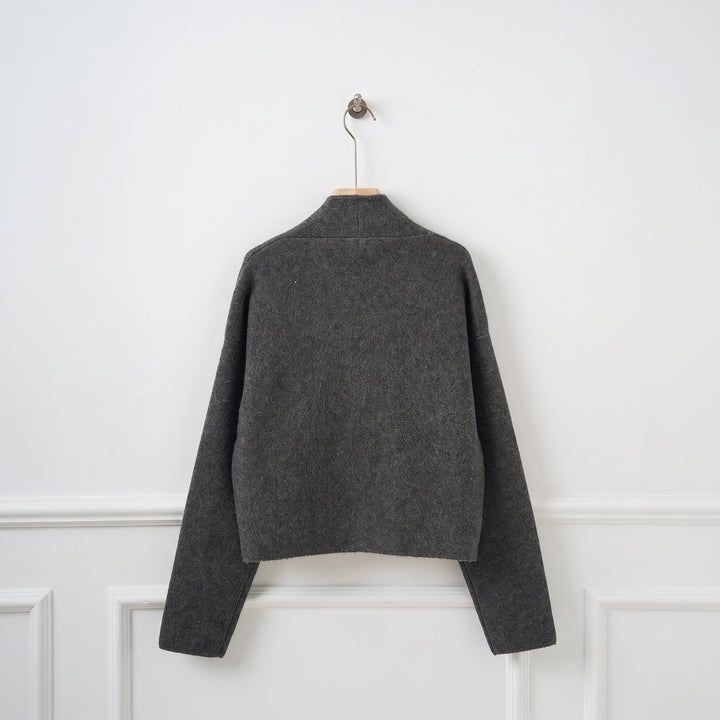 Women's Short Double Breasted Peacoat, Oversized Collarless