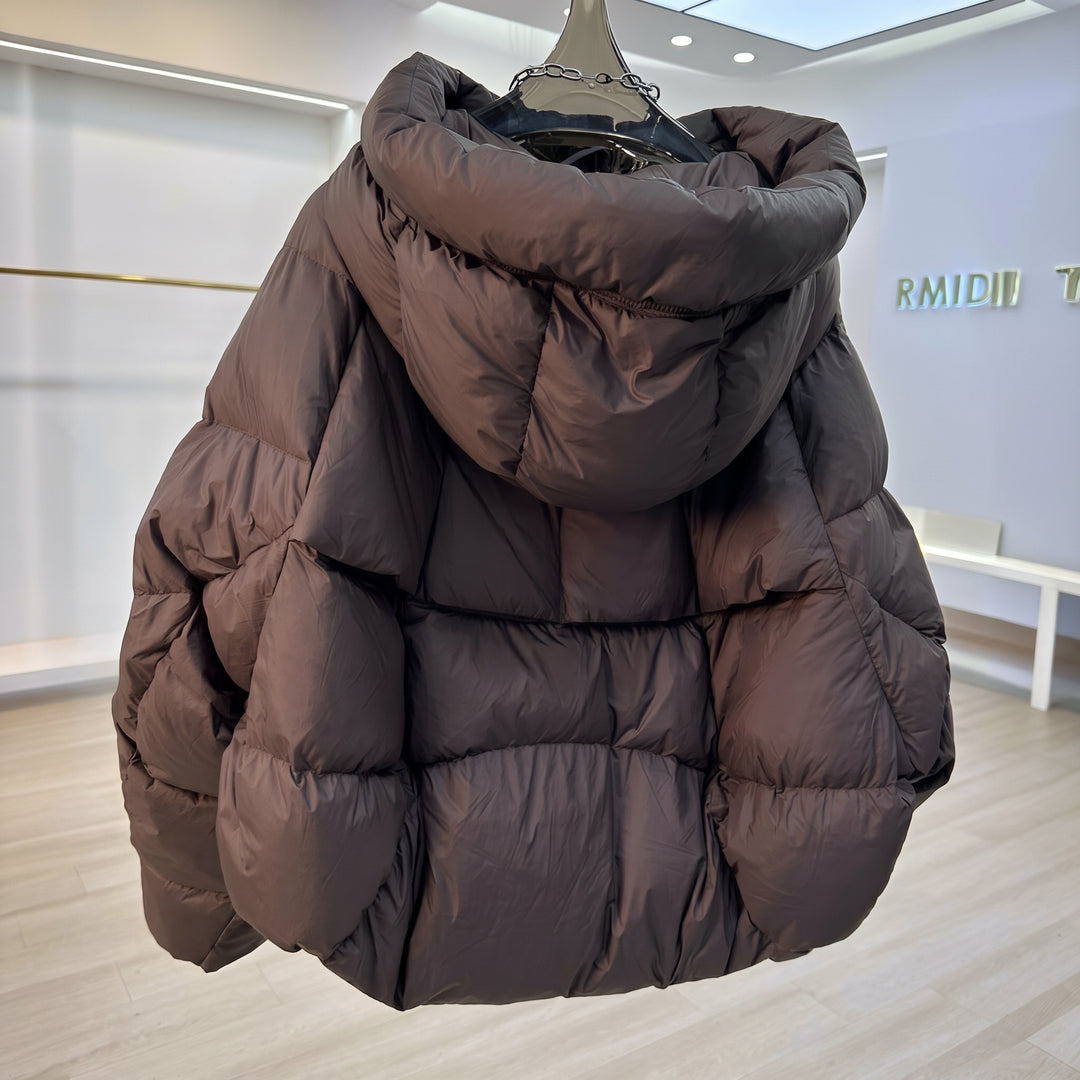 Women's Cropped Winter Puffer Jacket, Bubble Hooded Quilted