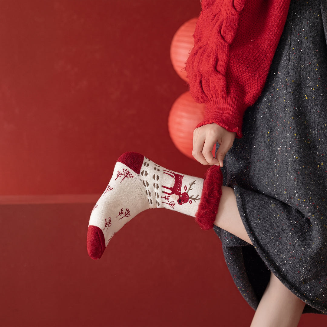 Plush Holiday Christmas Socks 3 Pack, Unisex Fuzzy Festive