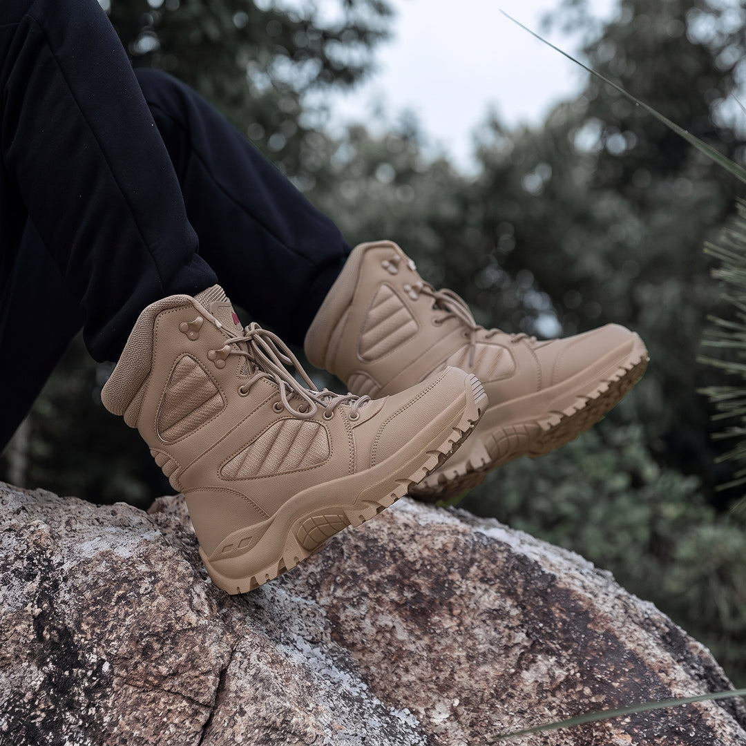 Men's Military Comfortable Winter Boots, Lace Up Mid Calf