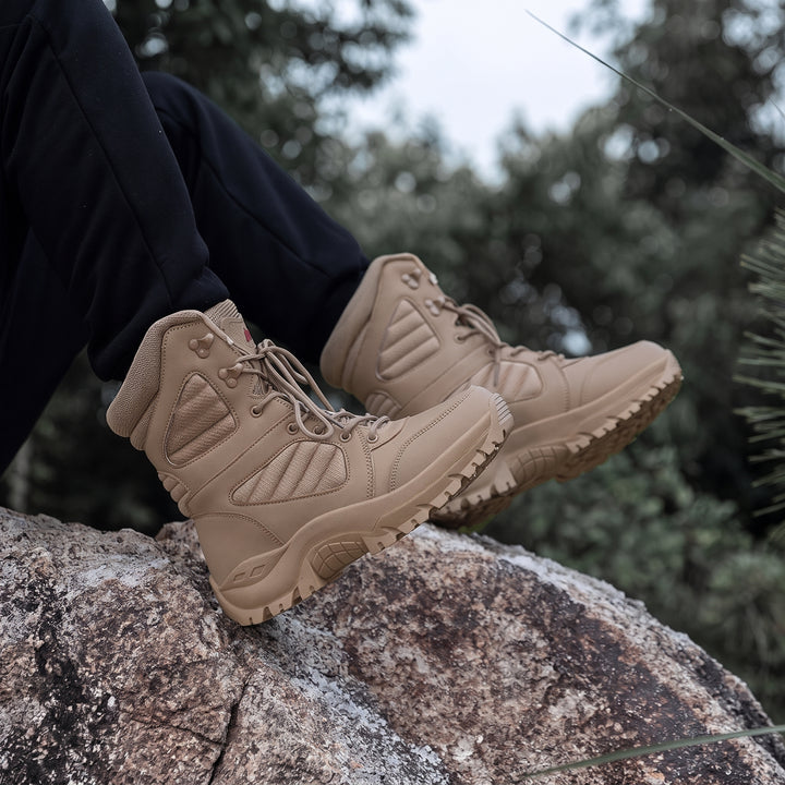 Men's Military Comfortable Winter Boots, Lace Up Mid Calf