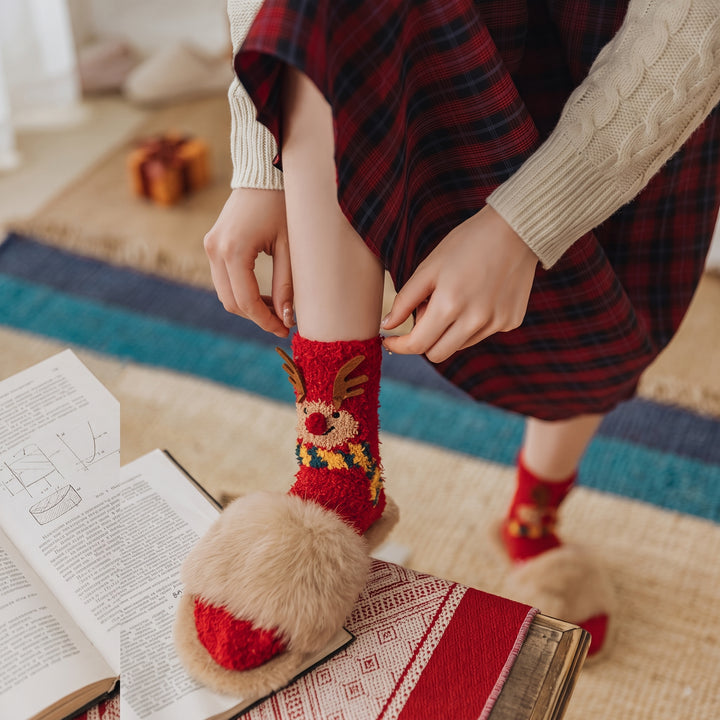 Plush Holiday Christmas Socks 3 Pack, Unisex Fuzzy Festive Fun