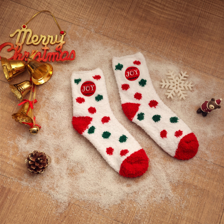 Embroidered Plush Christmas Socks 3 Pack, Unisex Fuzzy Festive Fun