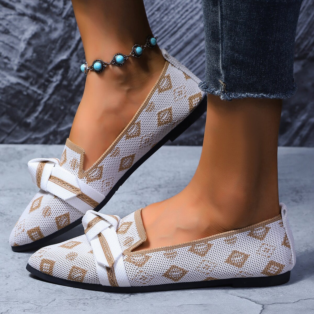 Women's Comfort Orthopedic Loafers in white geometric