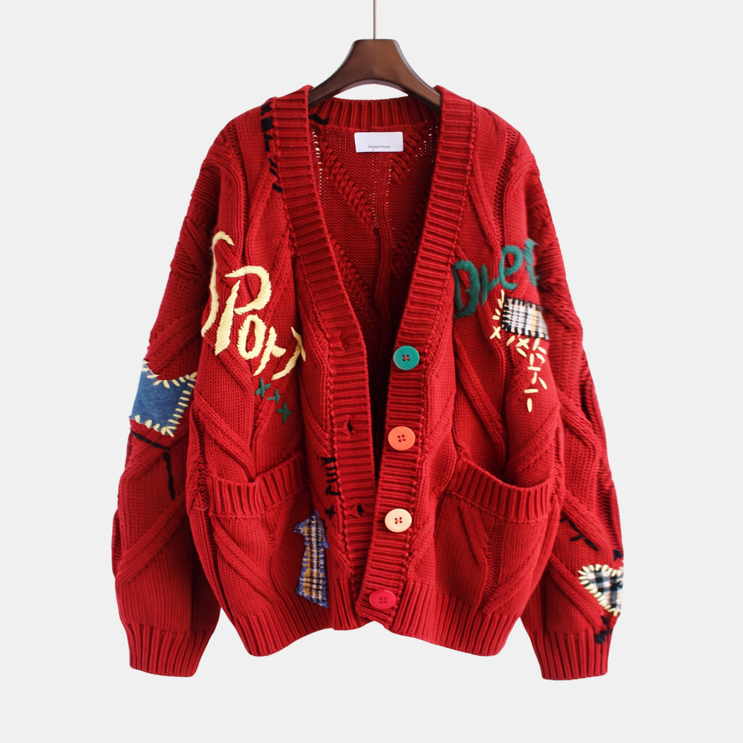 Women's Oversized Ugly Christmas Sweater in red
