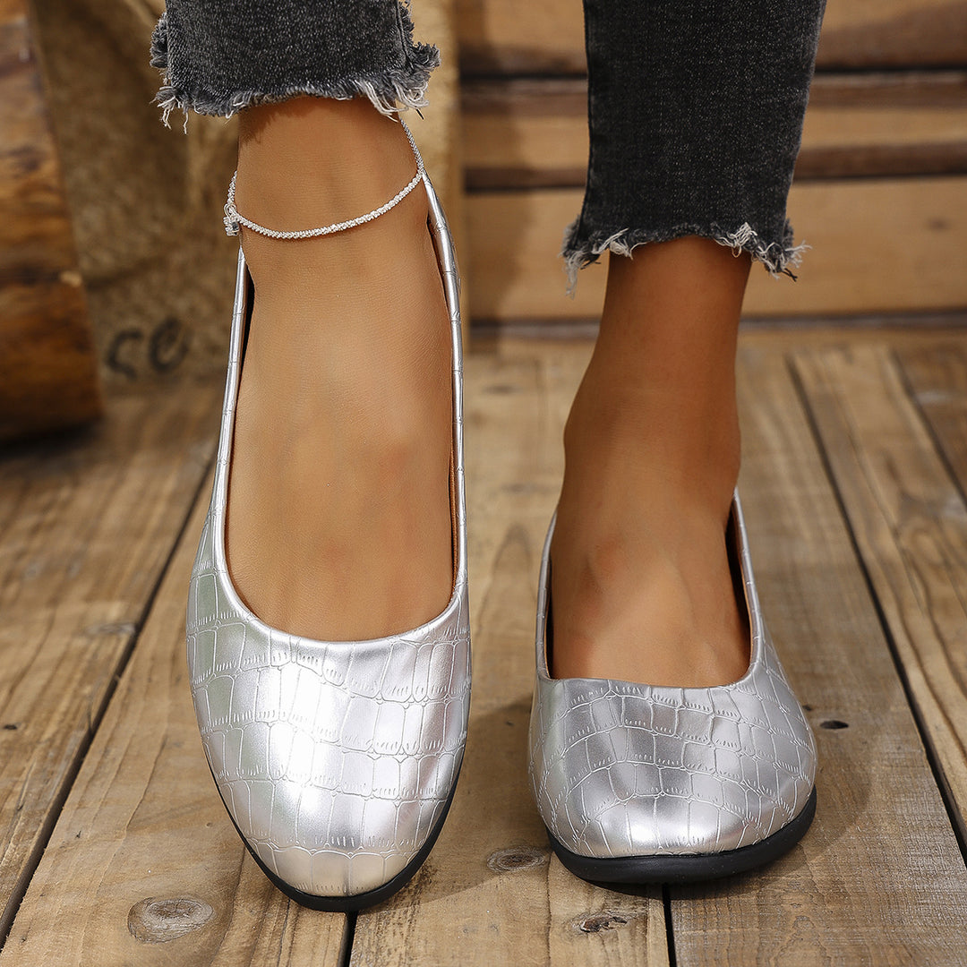 Women's Wedge Orthopedic Shoes in silver croc