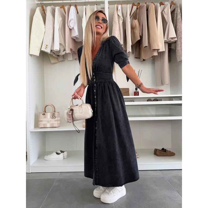 MAELLE | Women's Casual V-Neck Denim Dress
