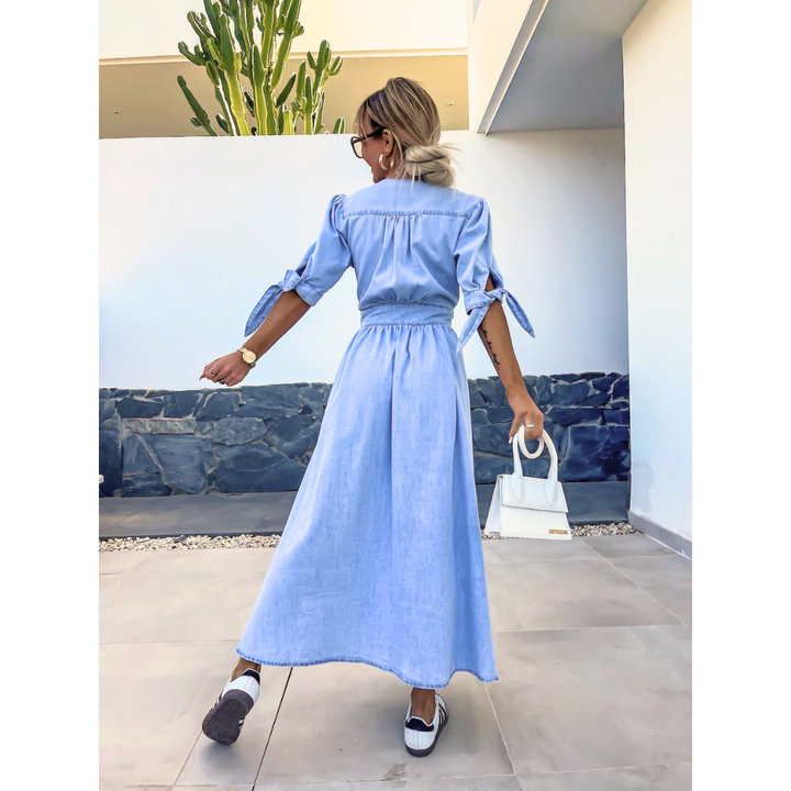 MAELLE | Women's Casual V-Neck Denim Dress