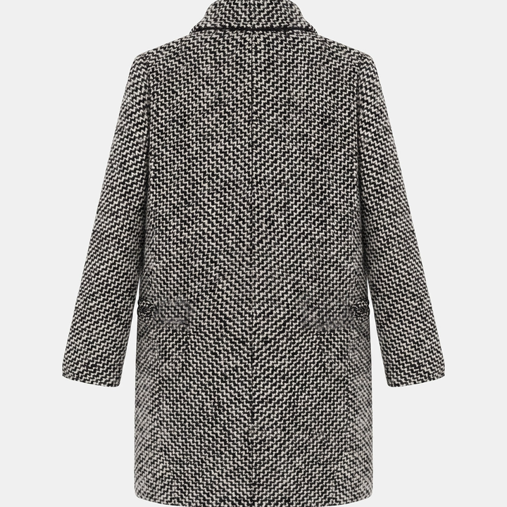 Women's Tailored Long Wool Winter Coat, Notch Lapel Side Pockets