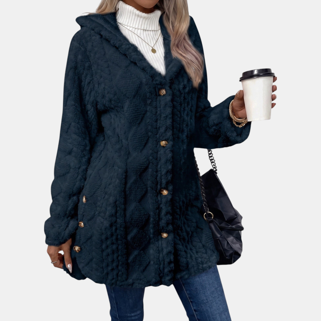 Women's Button Oversized Cardigan, Teddy Fleece Long Sleeves