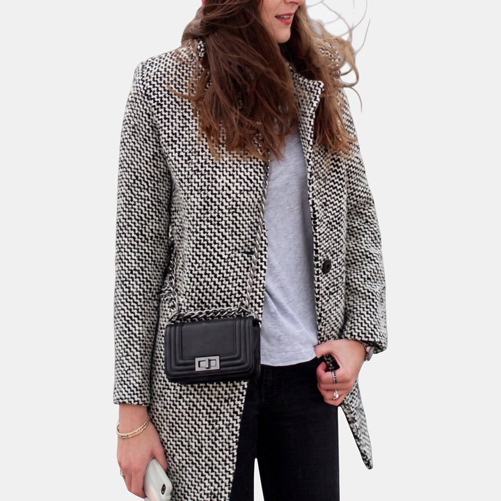 Women's Tailored Long Wool Winter Coat, Notch Lapel Side Pockets