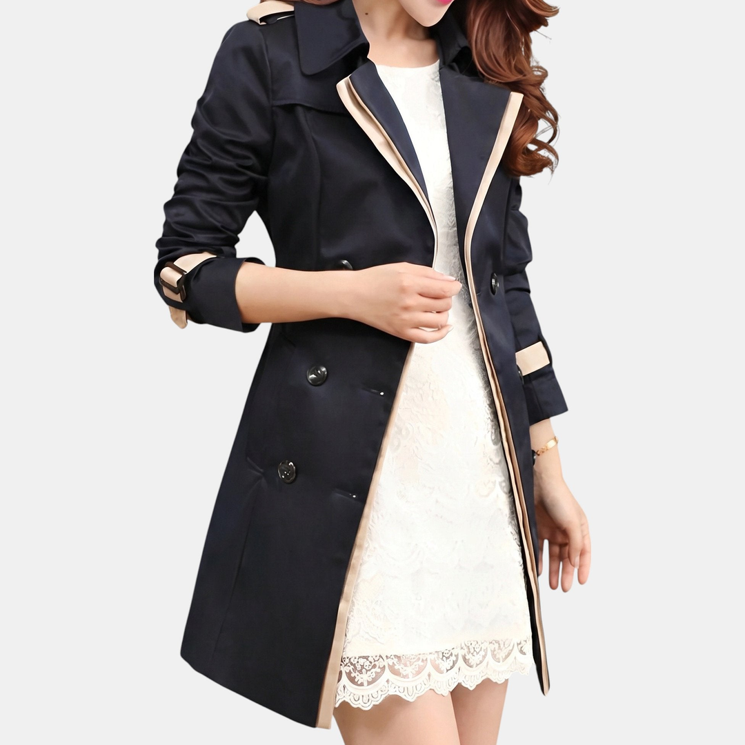 Women's Belted Double Breasted Trench Coat, Knee Length