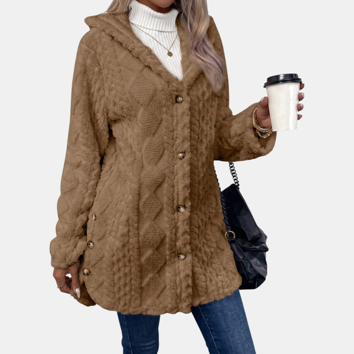 Women's Button Oversized Cardigan, Teddy Fleece Long Sleeves
