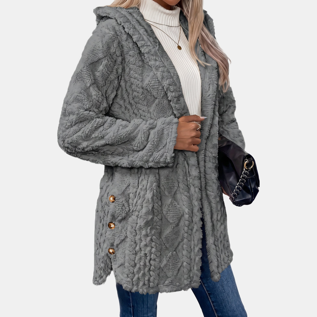 Women's Button Oversized Cardigan, Teddy Fleece Long Sleeves