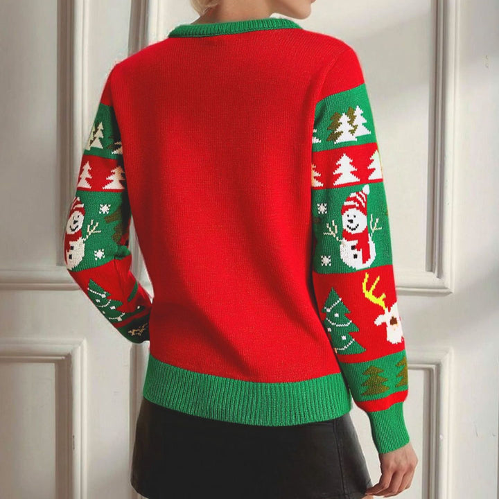 Women's Snowman Ugly Christmas Sweater in red
